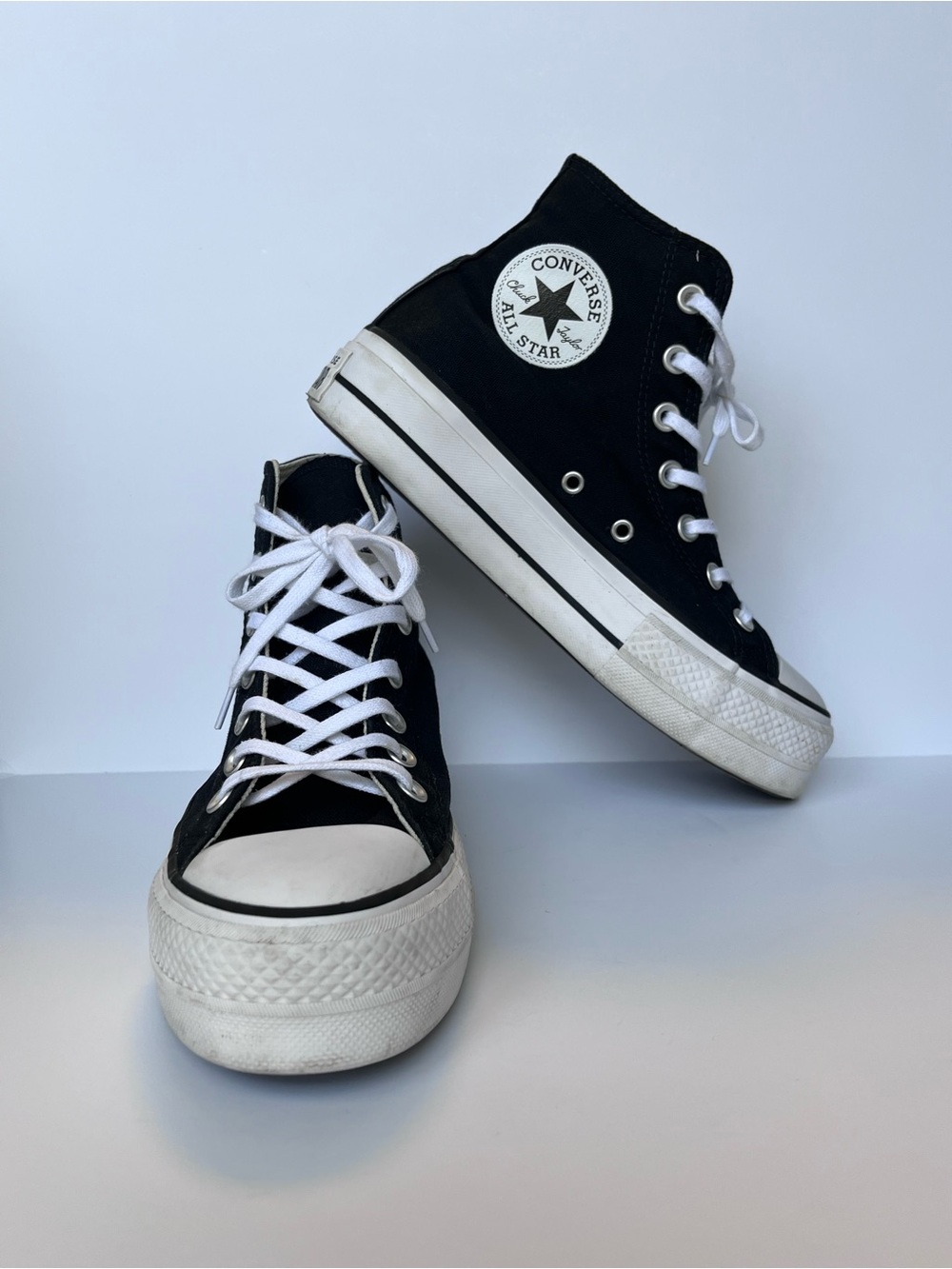 CONVERSE Chuck Taylor All Star High Top Platform Black Sneakers Women’s Size 7.5 - Picture 3 of 10